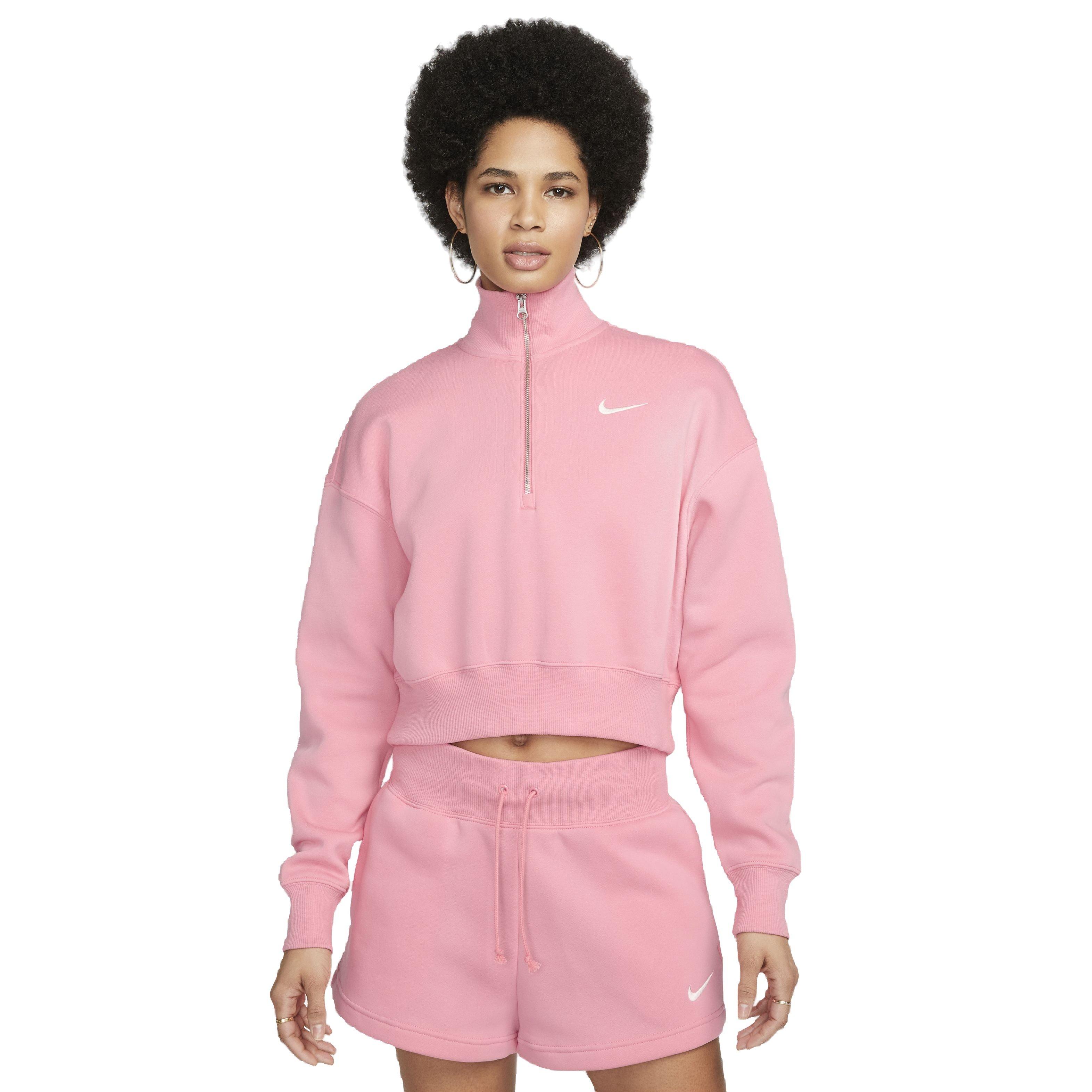 Pink nike cropped sweatshirt hot sale